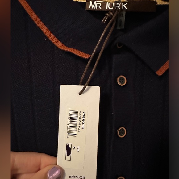 Mr Turk Alvarez Short Sleeve Polo, Indigo, NWT - Picture 3 of 5